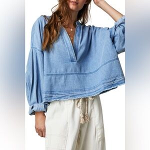 Free People Jude Oversize Boxy Denim pullover size small